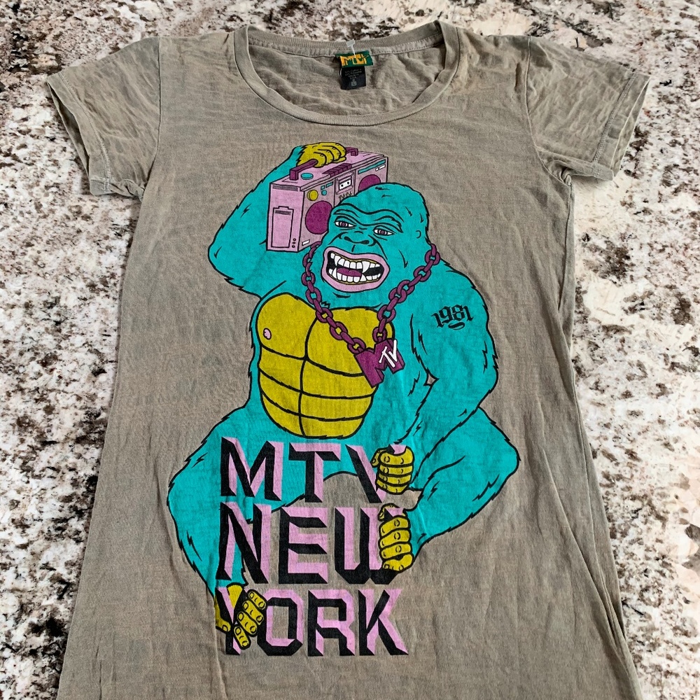 Vintage MTV Gorilla Boombox New York Shirt, Sz L
